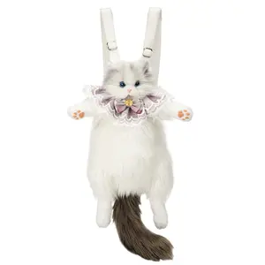 Plush Cat Backpack Realistic Toy Backpack Cute Birthday Gift Plush Cat Backpack