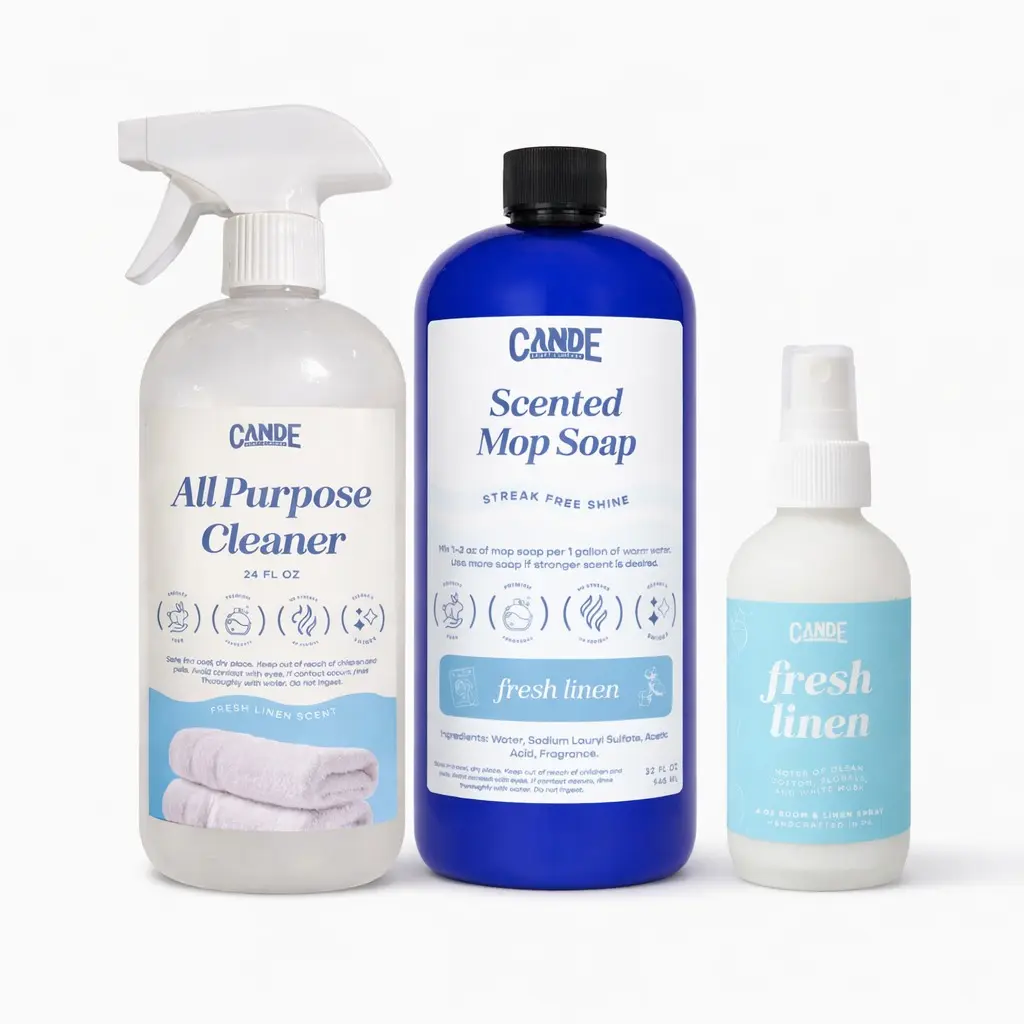C&E Household Home Cleaning Bundle - Scented Fresh Linen All-Purpose Spray Bottle Cleaner, Soft Floor Cleaner for Living Rooms, Bedrooms, Kitchen Use
