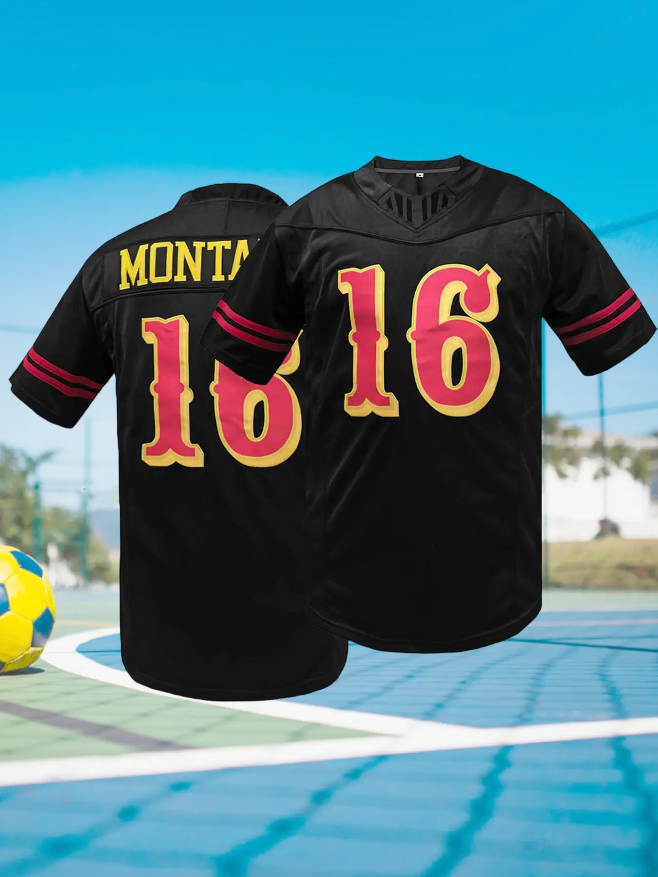 Men's San Francisco #16 Football Jersey, V Neck Embroidered Pullover, Breathable Loose Fit Short Sleeve Rugby Jersey, Embroidery Jersey, Perfect for Training and Competition,Casual Wear for All Seasons, Jersey Shirt, Embroidered Jerseys