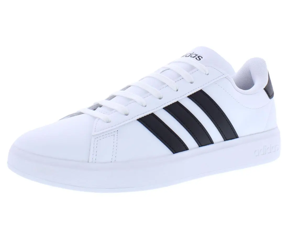 Adidas Grand Court 2.0 Leather Mens Shoes, Color: Footwear White/Core Black/Footwear White