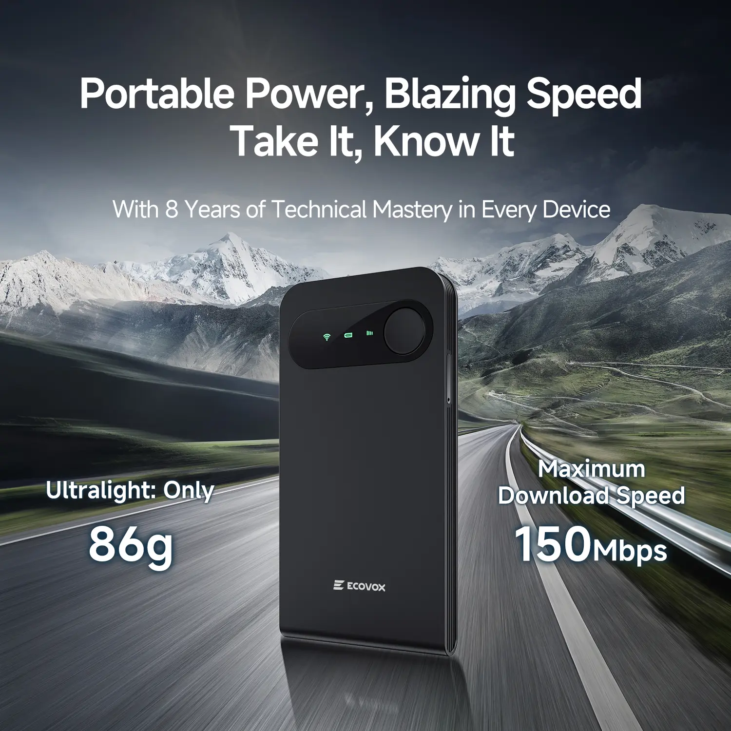Portable WiFi Hotspot 4G LTE 150Mbps Global eSIM - ECOVOX Auto-Switch AT&T T-Mobile Verizon, No SIM Card Travel Internet Pocket Device for Airport RV Truck Camping, Free 1GB Data, FCC Certified Tri-Band tinder date rescue