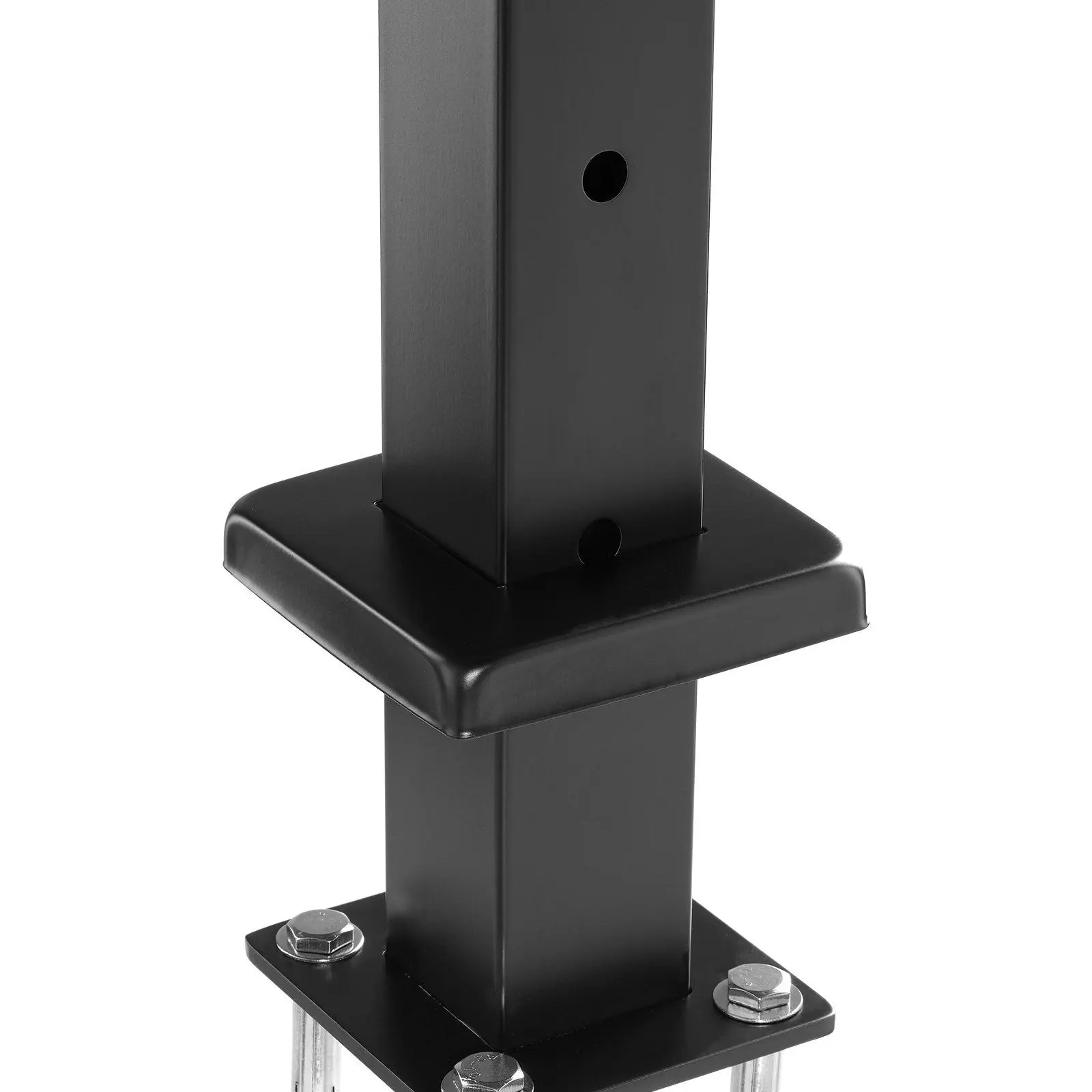 VEVOR 4-Pack Cable Railing Post, 42" x 2" x 2" Steel Horizontal Hole Deck Railing Post, 12 Pre-Drilled Holes, SUS304 Stainless Steel Cable Rail Post with Horizontal and Curved Bracket, Black