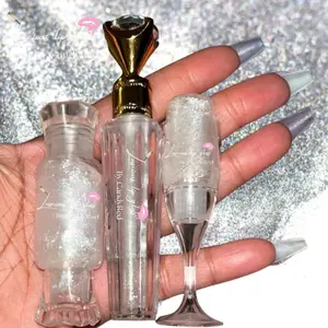 Luscious Lips By Candy Red 3 Piece Set Queen Ice Me Out Glitter Faux Wand Candy Tube Wine Glass Moisturizing Hydrating Lip Gloss Cruelty Free Vegan