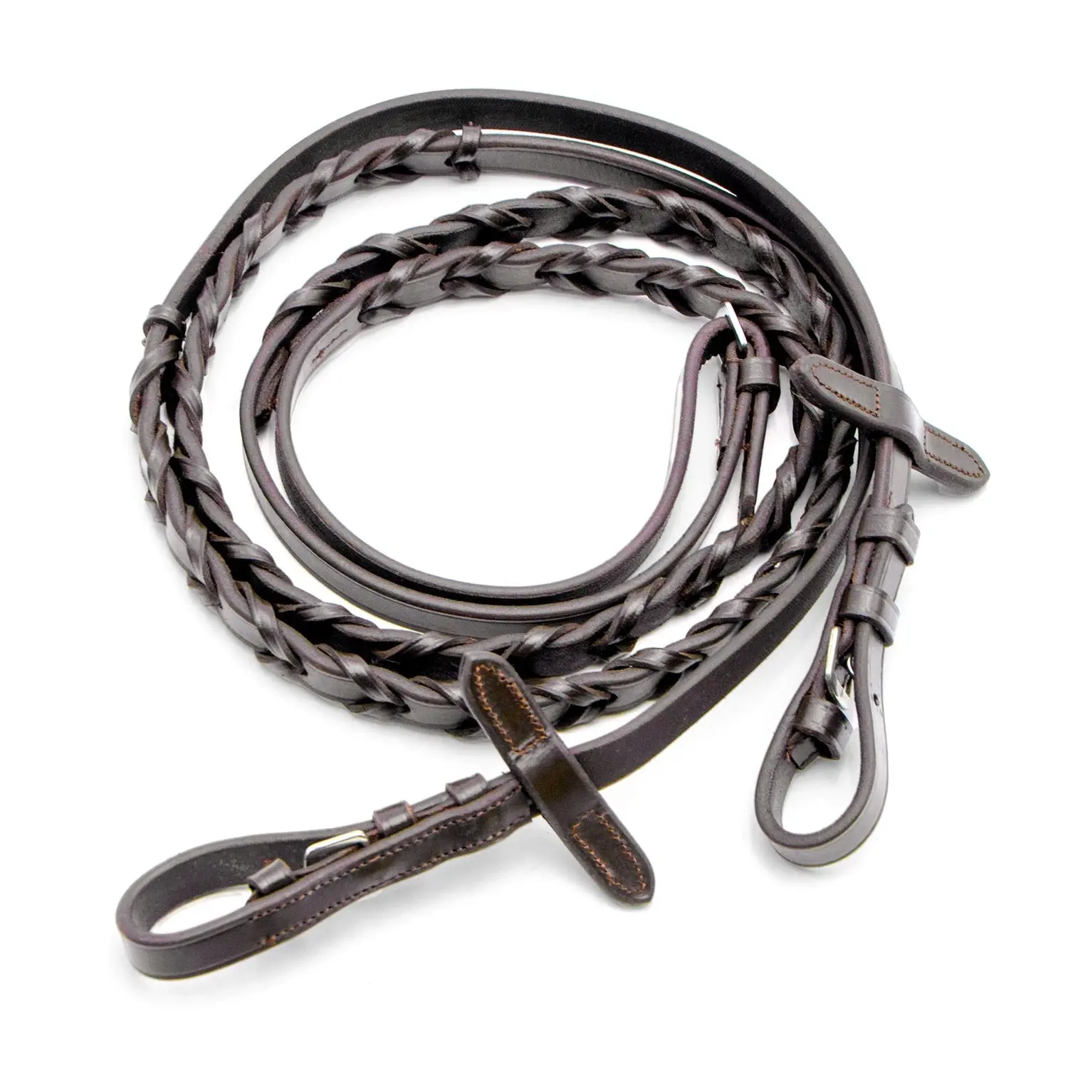 Jeffers Uniquely English Leather Laced Reins, Havana