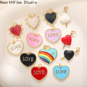 HearthVibe Studio Rainbow Heart Pendant DIY Copper Jewelry Component for Necklaces Bracelets Earrings and Charms in Vibrant Colors