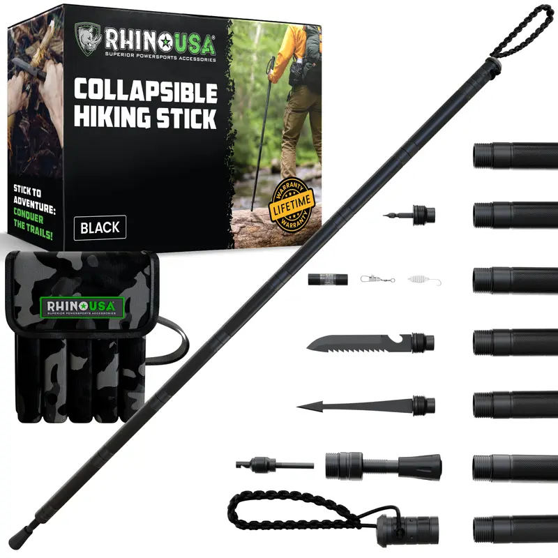 Rhino USA Hiking Stick  – Essential Camping Gear for Hiking & Trekking – Durable Walking Stick for Outdoor Adventures, Travel Accessories