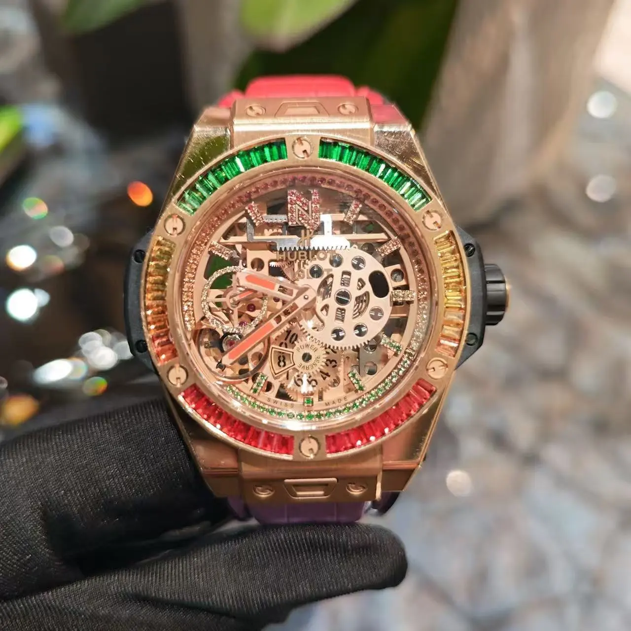 Pre-owned Hublot Big Bang Rainbow 414.0X.4010.LR.4096.NJA18 45mm Limited 30Pcs Full Set Dated 2019