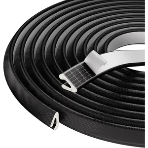 V Shape Thin  Weather Stripping Door Frame Seal Strip 19.7FT Black, Draft Stopper, Insulation Winter, Weatherstripping, Gap Sealing, Soundproofing, Self-Adhesive  for Exterior Front Door Side