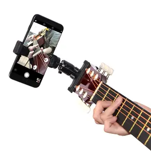 Guitar Head Phone Holder Mount for Live Broadcast Teaching Video Recording Android and iPhone Compatible Guitar/Electric Guitar/Bass/Ukulele Cell Phone Holder