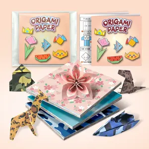 English Origami Kit- 80 Pcs Printed Origami Paper with Instruction Booklet, Enhance Hands-On Skills, Parent-Child Interactive Game, Crafting Kit, Craft Supplies