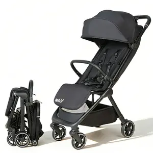 Gravity Folding Toddler Stroller, Lightweight Baby Stroller Single Handed Fold, LargeSunshade with Zipper, Widened Seats & Extended Backrests, Gravity Folding, Suitable for Carrying Outdoors