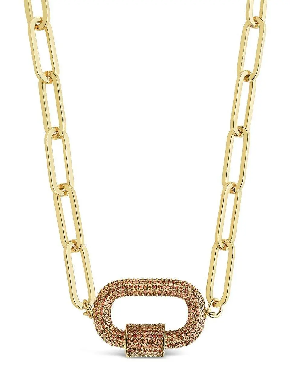 Pave CZ Carabiner Linked Lock Necklace Pave CZ Carabiner Linked Lock Necklace
