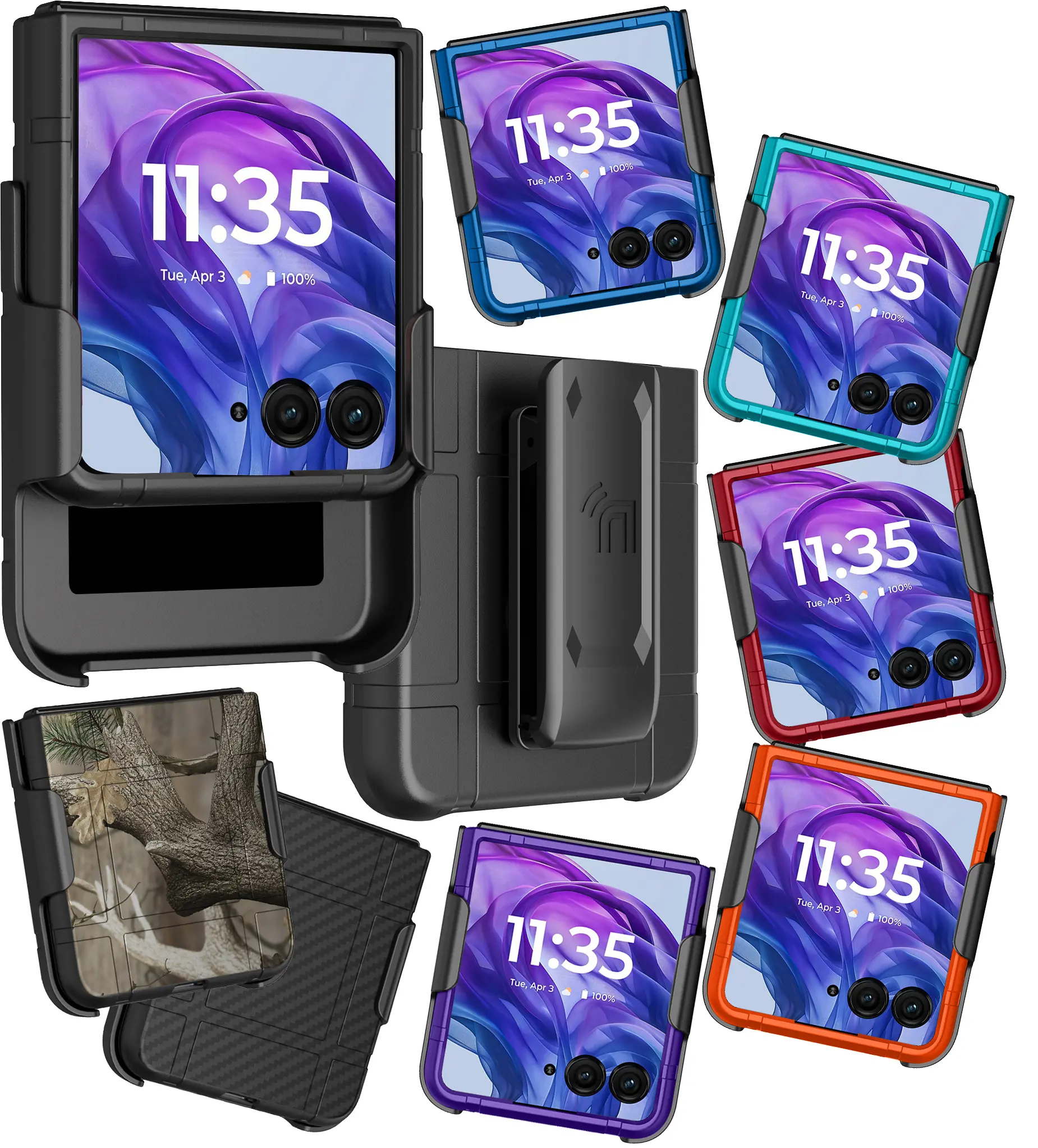 Case and Belt Clip COMBO for Motorola RAZR+ 2026/2025/2024, Nakedcellphone Slim Hard Shell Cover and [Rotating/Ratchet] Holster Holder for Moto RAZR PLUS Flip Phone