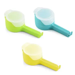 Kitchen Food Bag Clips (3PCS) – Portable Storage Design, Reusable Plastic W/ Pour Spout & Dump Port, Sealer Clamps for Chips/Snacks to Keep Fresh