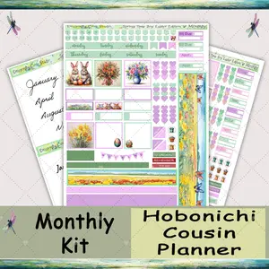 Hobonichi Cousin Planner | Monthly Sticker Kit  | Springtime Joy Easter Edition Planner Sticker Kit