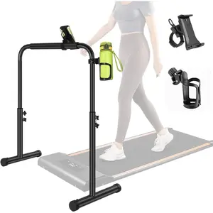 Walking Pad Handle Bar Only, Walking Pad Handle Bar with Phone Holder and Cup Holder, Adjustable Handrail Height from 38.58 to .24 Inch, Walking Pad 24.5 Inch Wide,  Design, Black