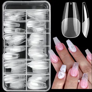 Clear Fake Nails, 240pcs/box Soft Gel Nail Press on Nails, Full Cover False Nails for Gel Nail Extension, Nail Tips