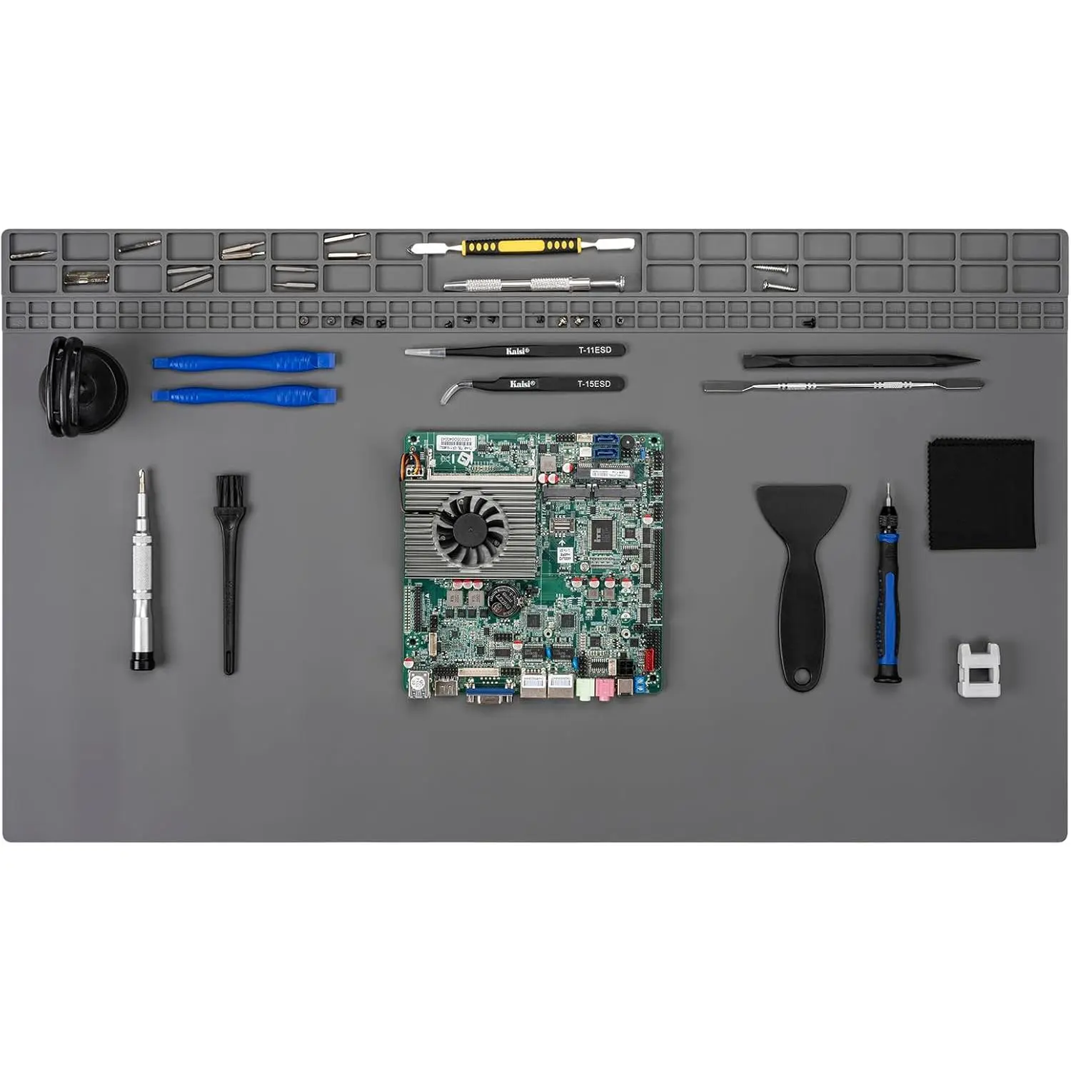 Grey Large Heat Resistant Soldering Mat Tool - 932°F Heat Resistance, 27.6''x15.7'' Oversized Workbench Pad for Electronics Phone Repair, Compatible with BGA Soldering Iron