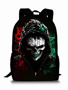 Skull Clown Pattern Print Single-Layer Casual Printed Backpack Skull Clown Pattern Print Single-Layer Casual Printed Backpack