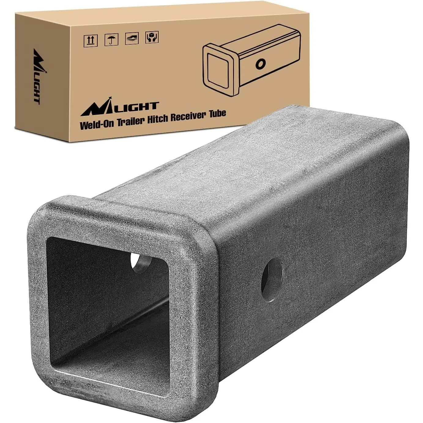 Nilight Custom Hitch Adapter - 2 in x 7 in Long Combo Bar, Weld-On Raw Steel Trailer Receiver Tube Mount Bar, 7" Long
