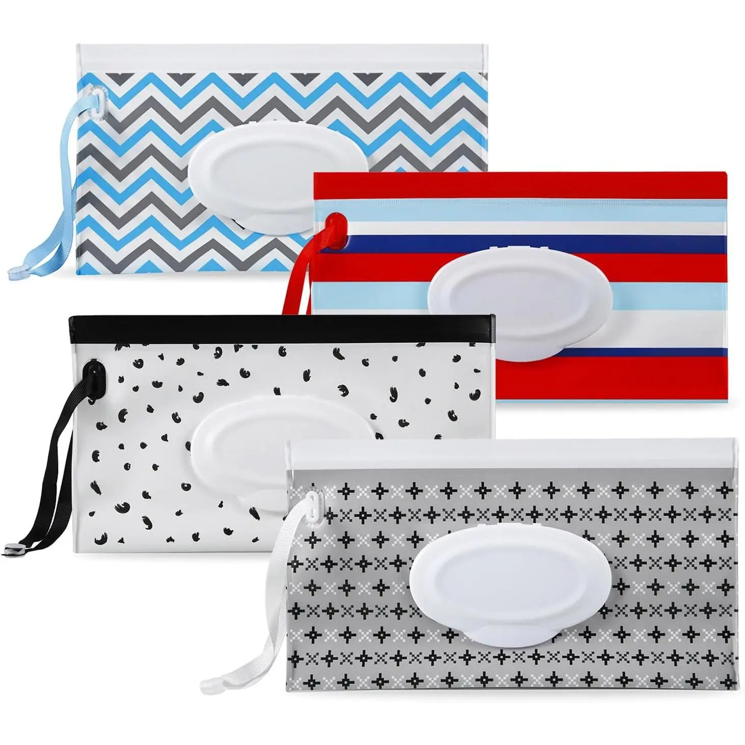 4 Pack Baby Wipe Dispenser, Refillable Baby Wipe Holder Bag Portable Wipes Container Reusable Wet Wipe Pouch