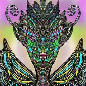 Divine of Wings Holographic. 11x17 Digital Print Colorful Artwork with Wings and Abstract Design Elements Decor Wall