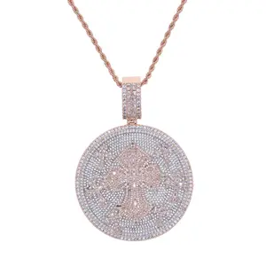 M2-2015 Fully Iced Cross Medallion Pendant Rose Gold Twist Statement Religious Necklace Shine So Bright Tiktokshopspringglowup outdoorfun