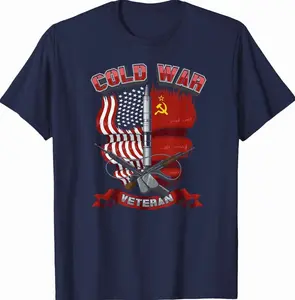 Cold War Veteran Flag T-shirt for Men Patriotic Military Pride USA Flag Veterans Day Trendy Gift for Veterans Short Sleeve Tees