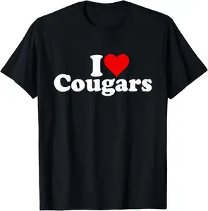 Cotton(pure) I LOVE HEART COUGARS SEXY OLDER WOMEN T-Shirt