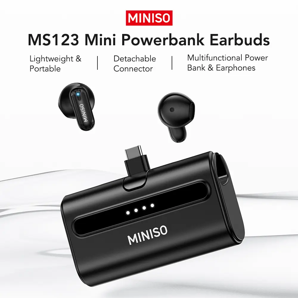 MINISO MS123 Lightweight Wireless Earbuds - Electronic Audio Wearable Tech, HiFi Stereo In-Ear Headphones, Sports Use, Long Battery Life, Portable, Android/iOS Compatible, High-Quality Sound, Distinct Calls, Hifi Stereo Earbuds