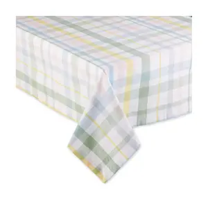 Design Imports Sweet Spring Plaid Tablecloth 52 X52