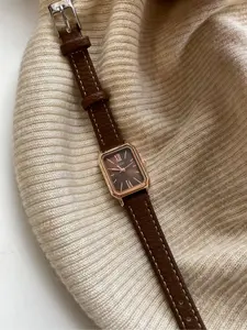 Women's Quartz Watch Rectangle Shape Dial Mineral Glass Buckle Closure Elegant Daily Accessory Geometric Pattern Metal Case Rectangular Watch