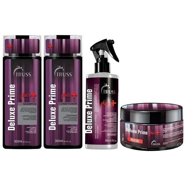 Truss Deluxe Prime Plus + Shampoo & Conditioner & Prime & Mask Set Bundle, Damaged Hair Treatment - Moisturizing Conditioner for Restored Hair Shine - Powerful Hair Care with an Anti Breakage Effect