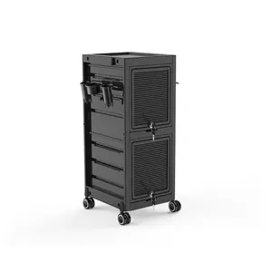 【GARVEE】Salon Trolley Cart with Lockable Storage, 2 Keys, 6 Trays, 3 Heat Resistant Holders, Rolling Wheels, and SPA Beauty Tool Organizer for Hair Stylist Stations
