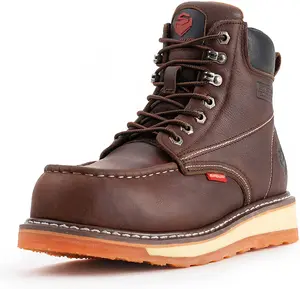 SUREWAY 6” Mens Heavy Duty Soft/Steel/Composite Toe Work Boots for Men,Comfortable & Durable,Goodyear Welt,Full Grain Leather,Oil/Slip Resistant,Wedge Moc Toe Industrial Construction Boots/Shoes