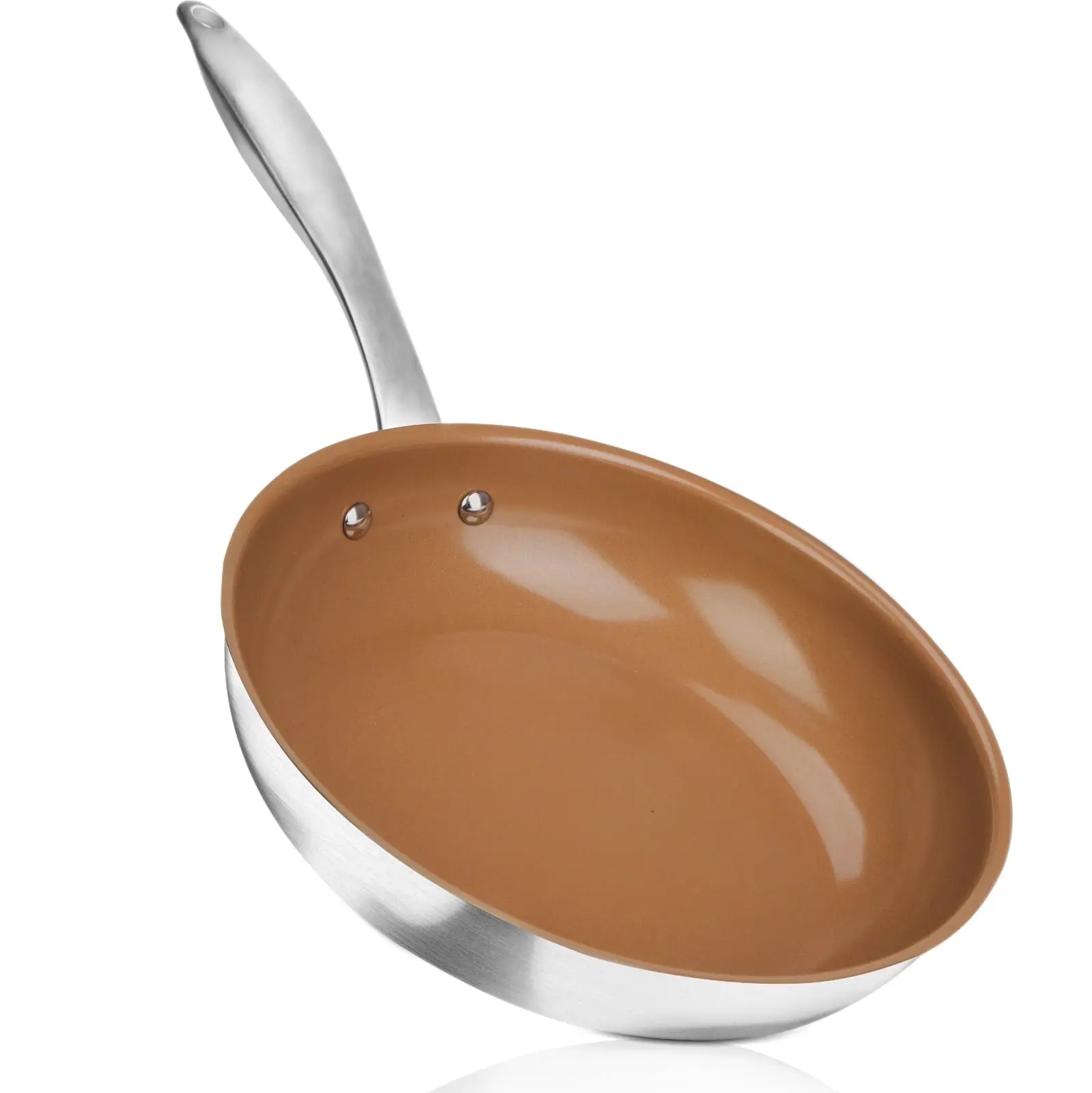 Duxtop Ceramic Coating Nonstick Frying Pan, 9.5" Stir Fry Pan Skillet with Stainless Steel Handle, Dishwasher & Oven Safe, All Stovetops & Induction Compatible
