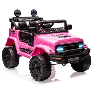 【Christmas Gift】Pink 12V Kids Electric Ride On Truck With Remote Control Three Speeds Led Lights Music And Spring Suspension For Ages 3 To 8 Pink