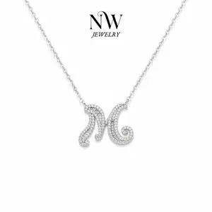 Sparkling Initial Necklace Elegant Versatile Tarnish Resistant Christmas Gift Personalized Letter M Charm