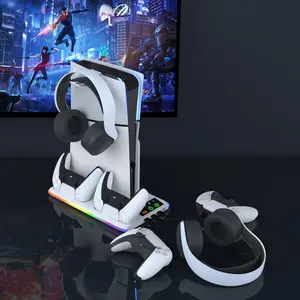 NEW Charging Base Cooling Bracket Compatible With PS5 Console, Vertical Stand Cooling Fan, Multi-functional Cooling & Charging Station for PS5 Slim Pro All Model Universal