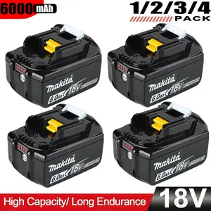 1/2/3/4 PACK 6.0Ah 18v Battery Replacement for Makita Power Tool Replace Makita tool battery with LED