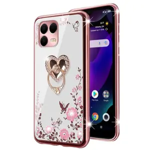 Tpu Phone Case for T-Mobile Revvl 8/revvl 8 Pro, Luxury Crystal Butterfly Heart Design, Durable Protective Cover for Women, Accessories