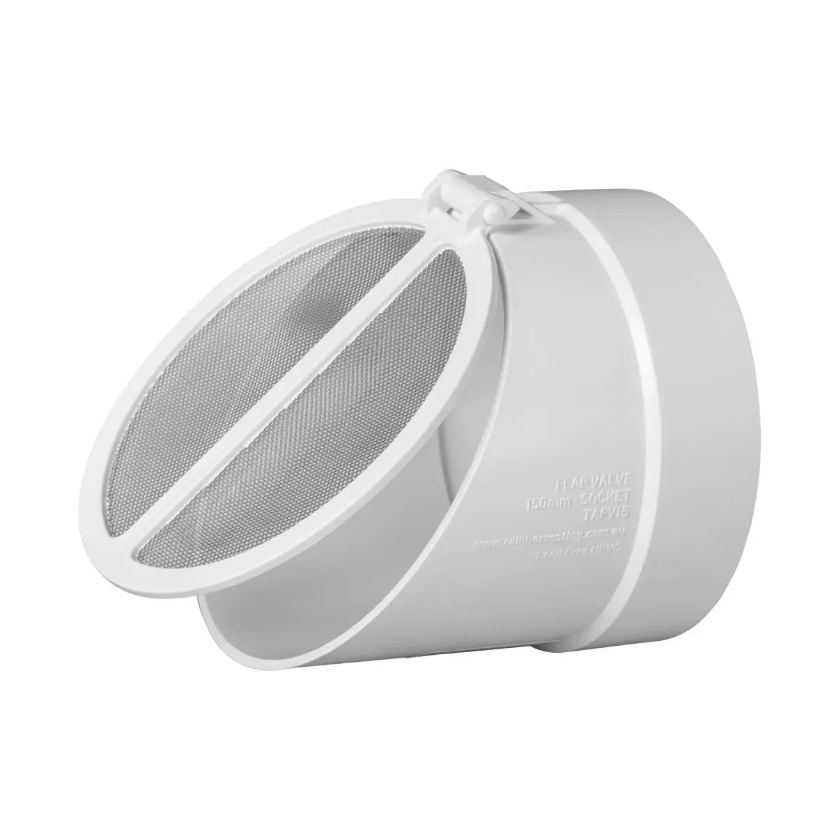 Plastic 6 in. Rain Harvesting TAFV15 Flap Valve with Vented Screen - Outdoor Functional Pest Guard, Allows Water Flow, Fits Charged Line, For Overflow Pipes