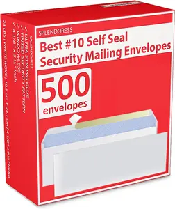 500 Count #10 Envelopes - Letter Size Self Seal, Business White Security Tinted Peel and Seal, Windowless, Legal Size Regular Plain Envelopes - 4-1/8 x 9-1/2 Inches, 24 LB