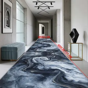 Crystal Velvet Blue Marble Abstract Art Rug, Soft Comfortable Living Room Sofa Carpet, Easy Clean Mat for Stairs Hallway Laundry Kitchen