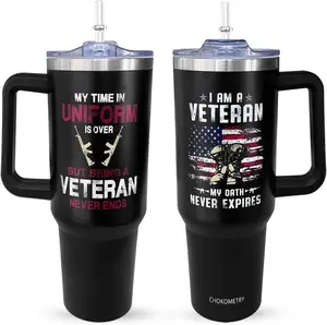 40 oz Veteran Tumbler With Handle Lid and Straw Gifts for Men.Navy/Army/Air Force/Marine Corps Veteran Gifts,Veterans Day/Memorial Day gifts for Proud Veterans,Patriotic Travel Mug Coffee Cup 40 OZ Stainless Steel Tumbler