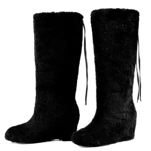 Women’s faux fur knee-high snow boots — warm, fluffy, fuzzy winter long boots