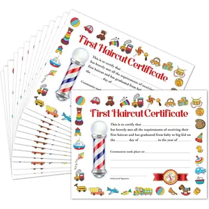25 Pieces First Haircut Achievement Recognition Certificates – Barber Shop Hair Cutting Awards, Keepsake Gifts for Girls, Boys, Kids, and Toddlers