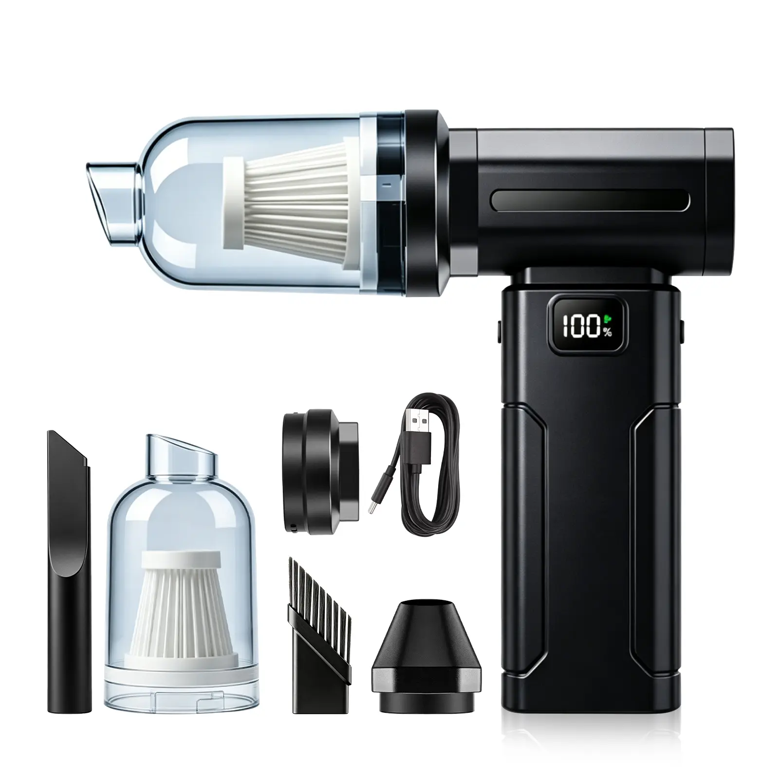 【Back to School】Electric Compressed Air Duster, Adjustable Electric Air Blower, Brushless Motor Cordless Air Duster with Type-C Fast Charging, for Keyboard, Computer, Car, Home, Outdoor Cleaning，Pet