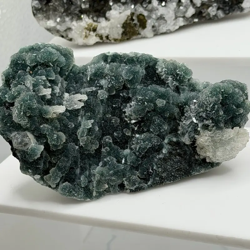 Green Apophyllite Druzy Cluster with Stilbite  Natural Crystal Specimen