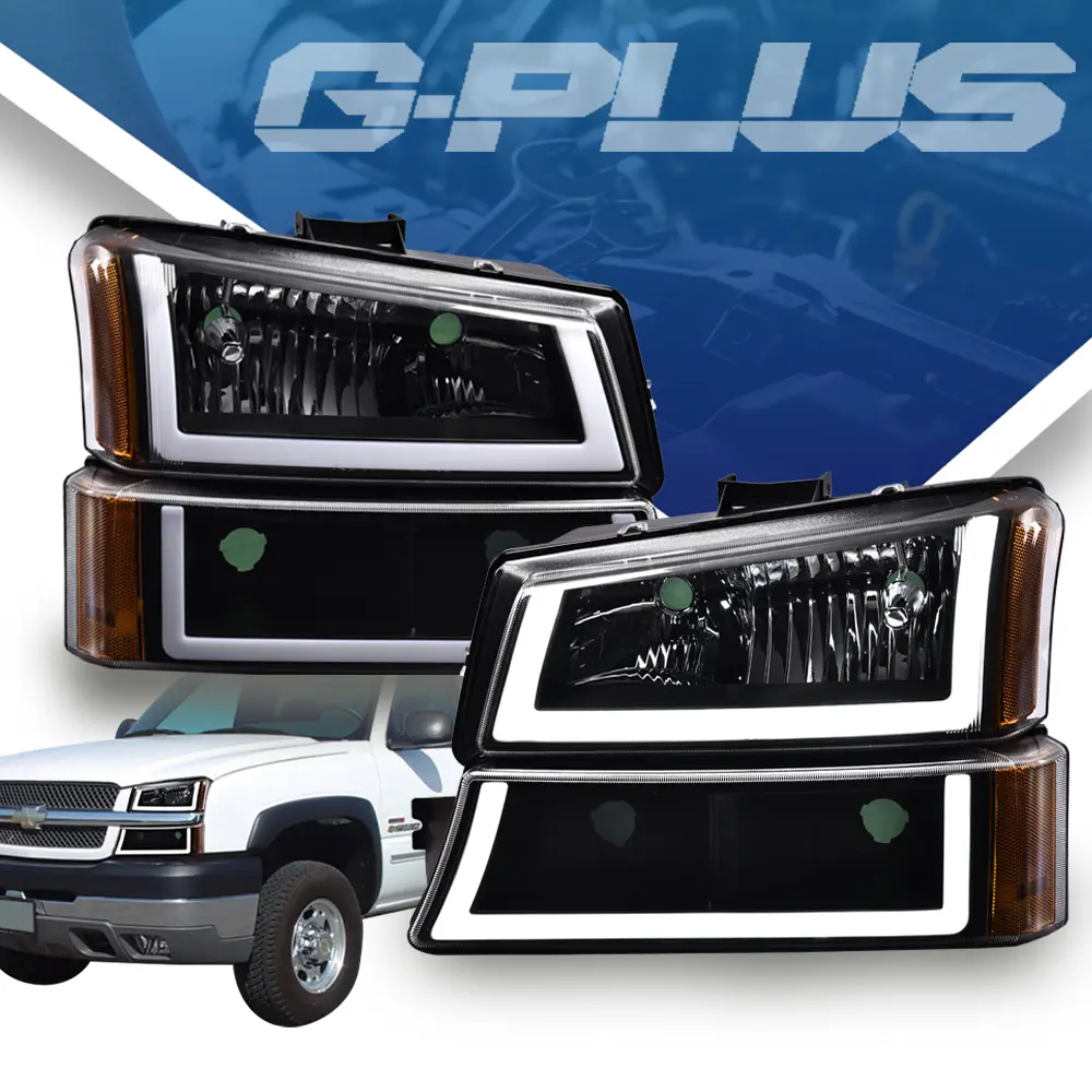 G-PLUS Headlights for 2003-2007 Chevy Silverado LED DRL Headlight Assembly with Signal Bumper HeadLamps, Replacement Car Light, Led Front Lights